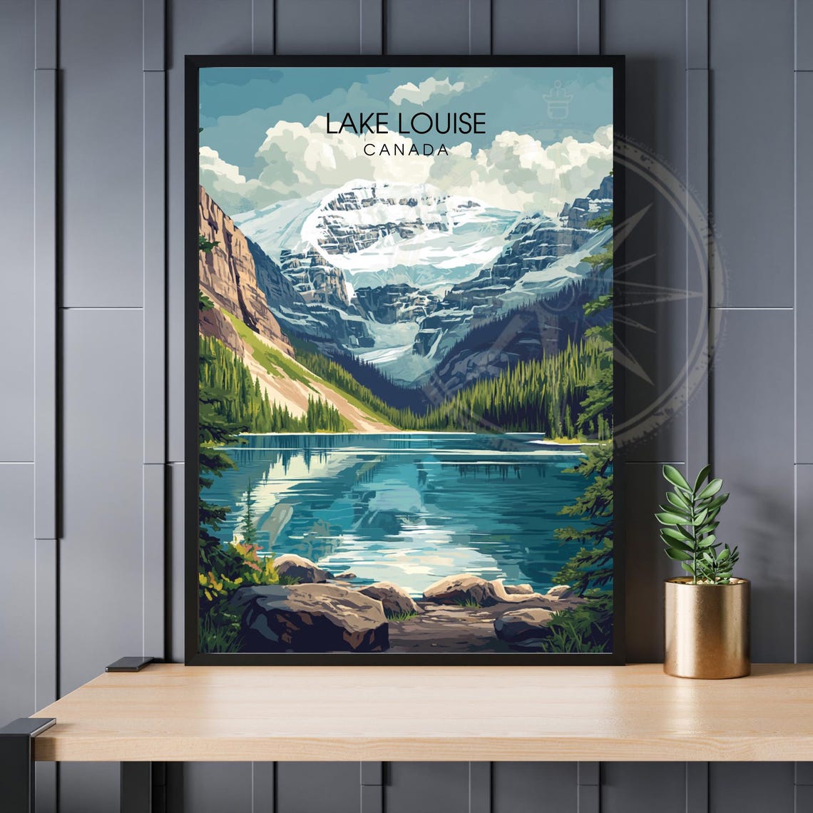 Lake Louise Canada Snowy Peaks Mirror Lake Retro Travel Poster