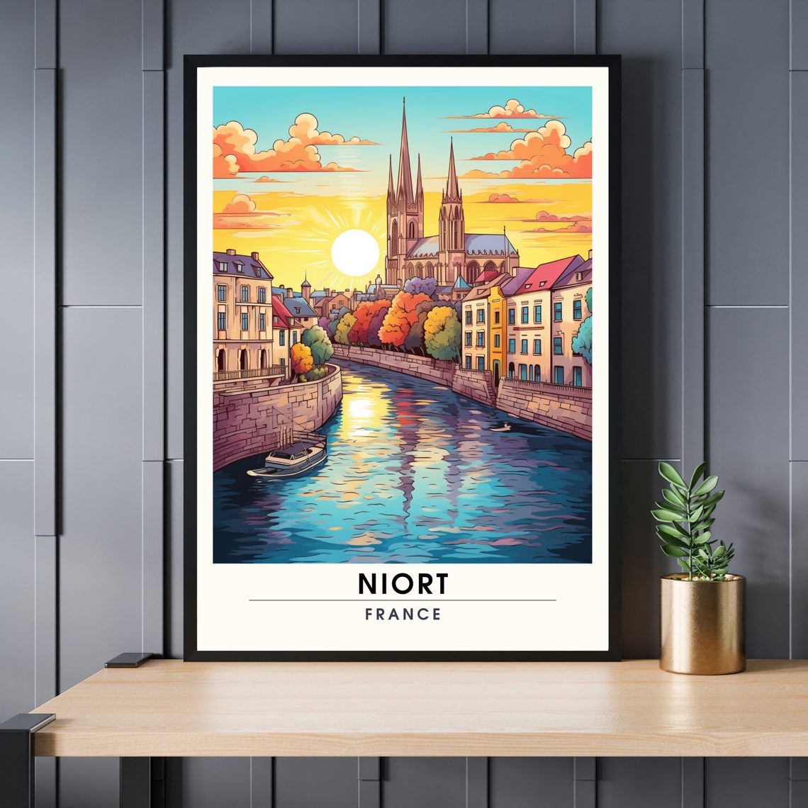 Niort Travel Poster, France Art Print