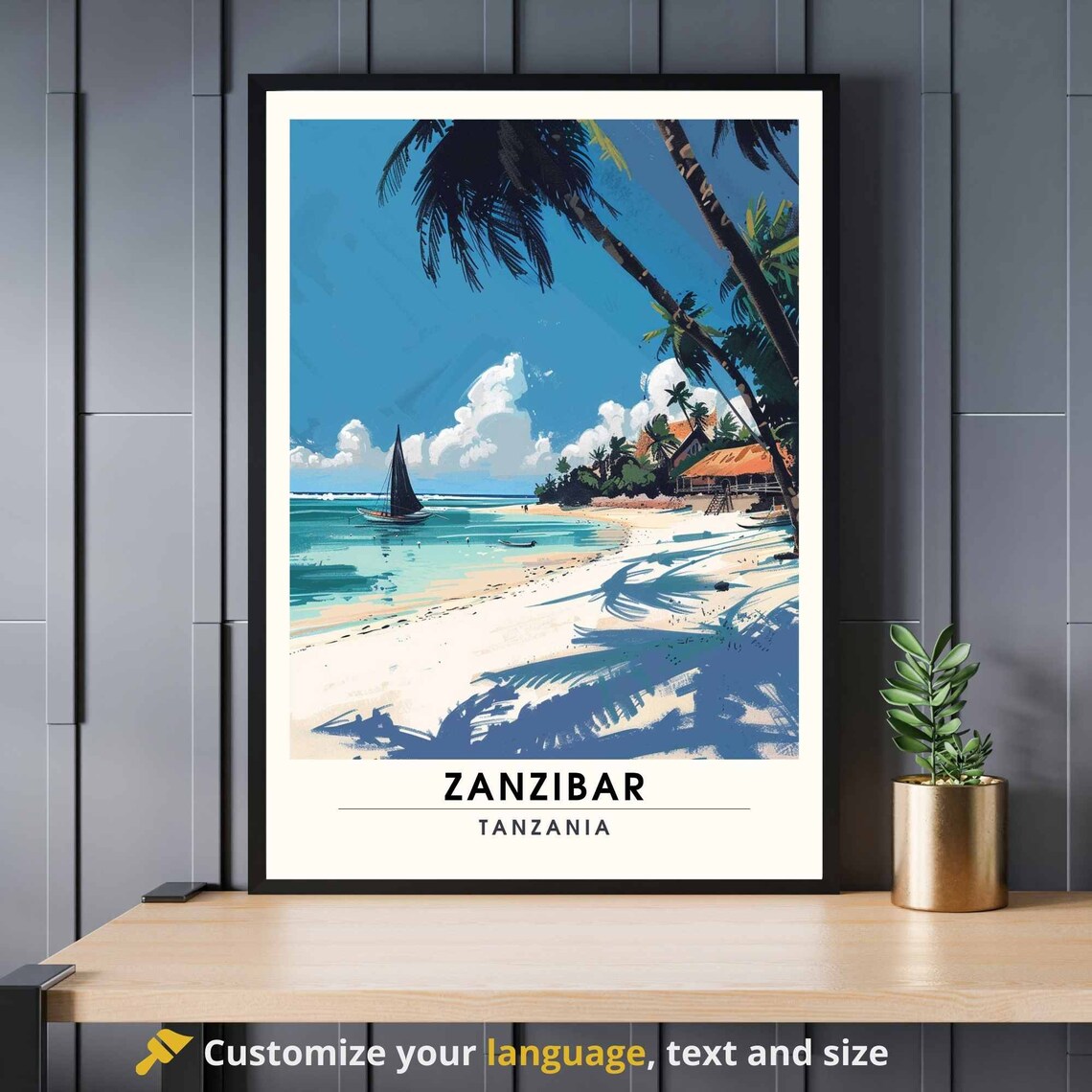 Zanzibar Beach Escape Travel Poster, Exotic Beaches