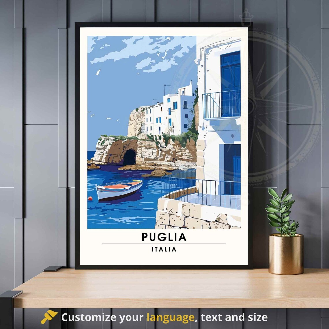 Puglia Travel Poster, Italy Apulia Art Print