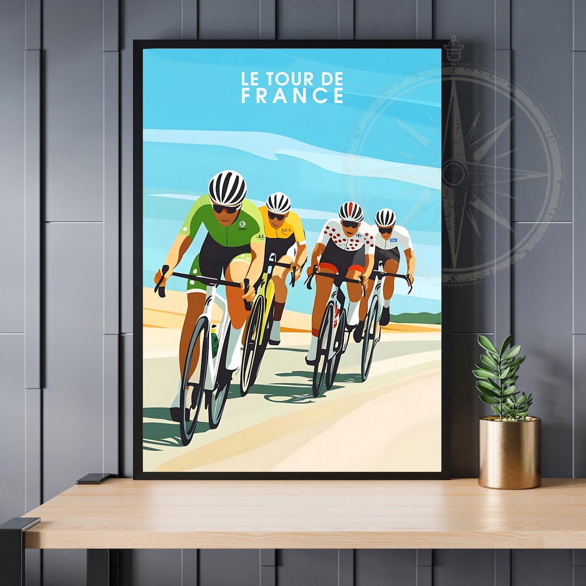 Le Tour de France Dramatic Race Finish Four Riders Sports Poster