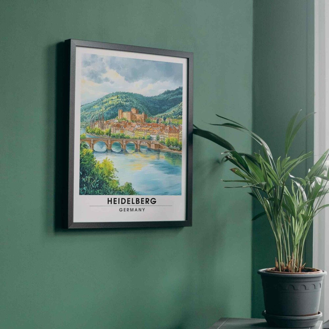 Heidelberg Watercolor Old Bridge Castle Germany Travel Poster - Image 3