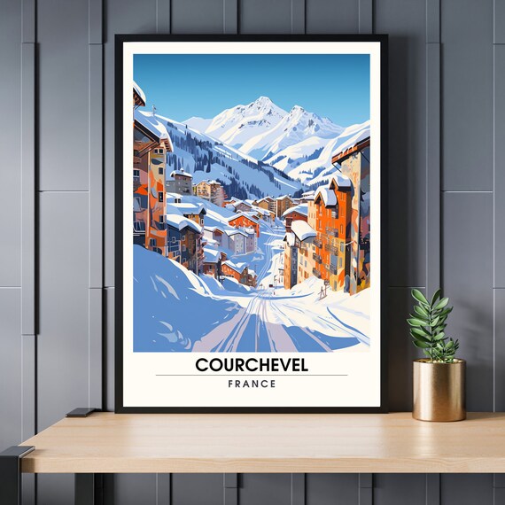 Courchevel France Snowy Ski Resort Street Daylight Travel Poster