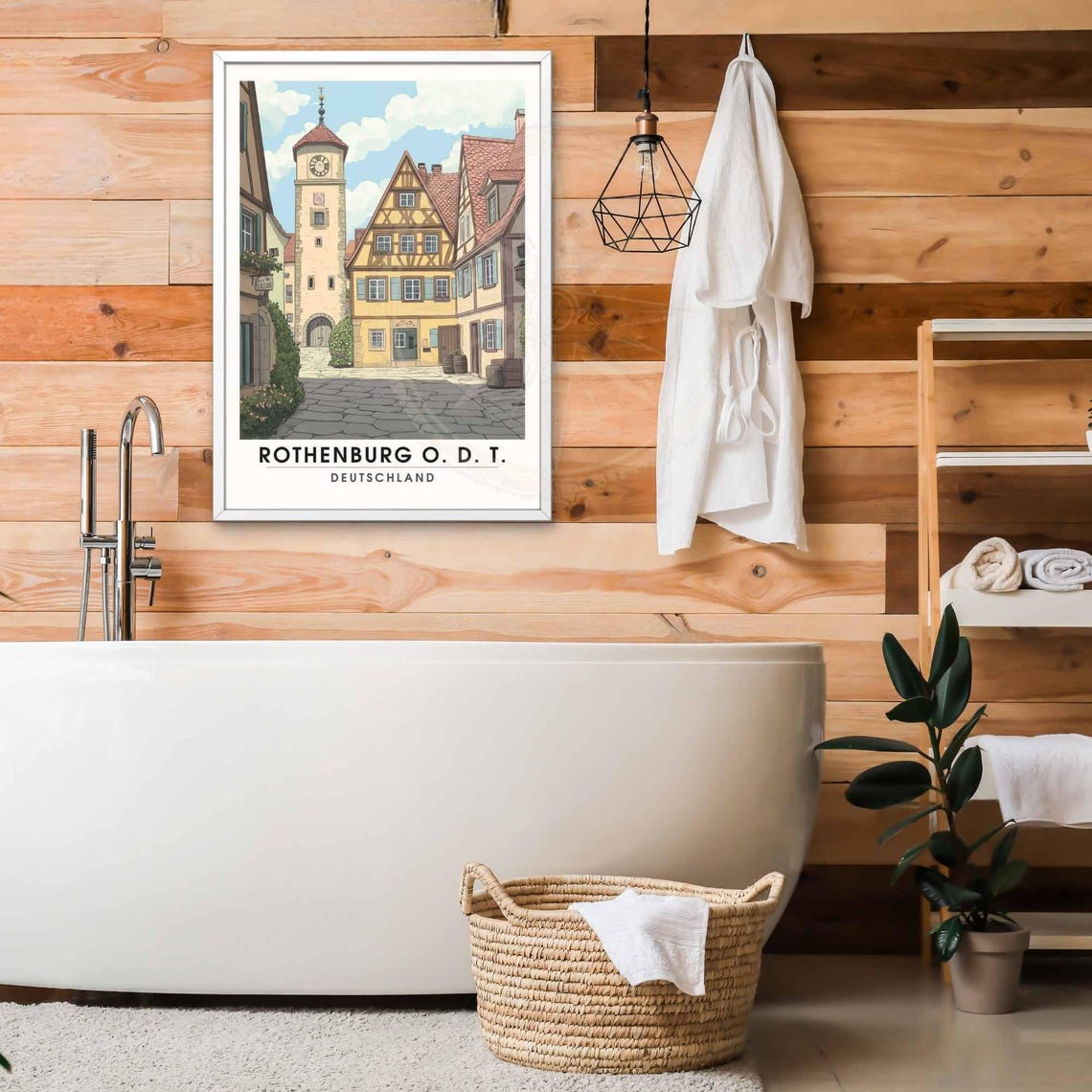 Rothenburg O. D. T. Sunny Old Town Courtyard Germany Travel Poster - Image 2