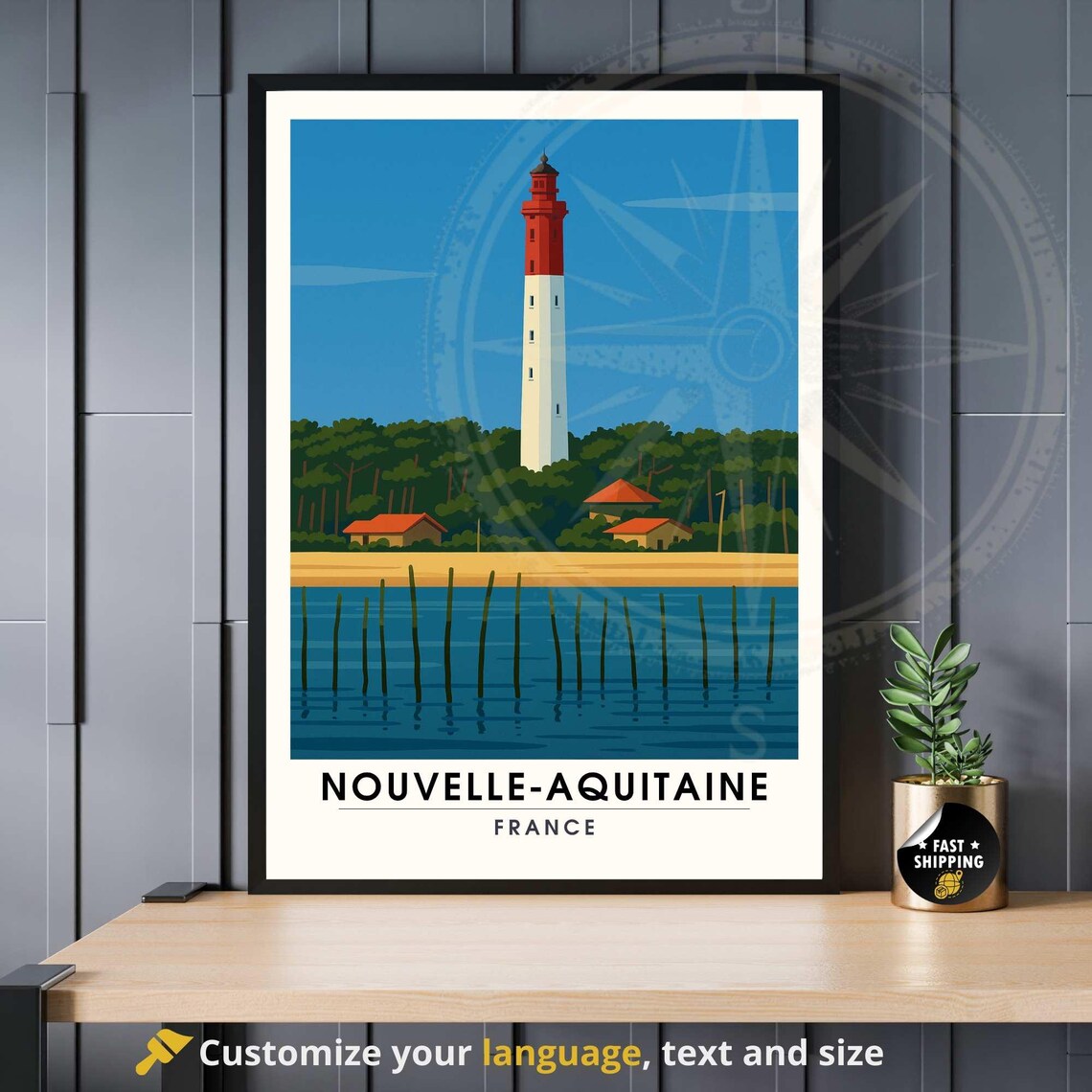 Nouvelle-Aquitaine France Lighthouse Coast Cap Ferret Poster