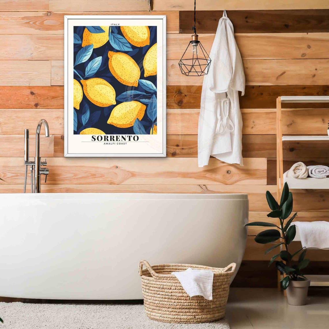 Sorrento Italy Amalfi Coast Lemon Pattern Botanical Art Travel Poster - Image 2