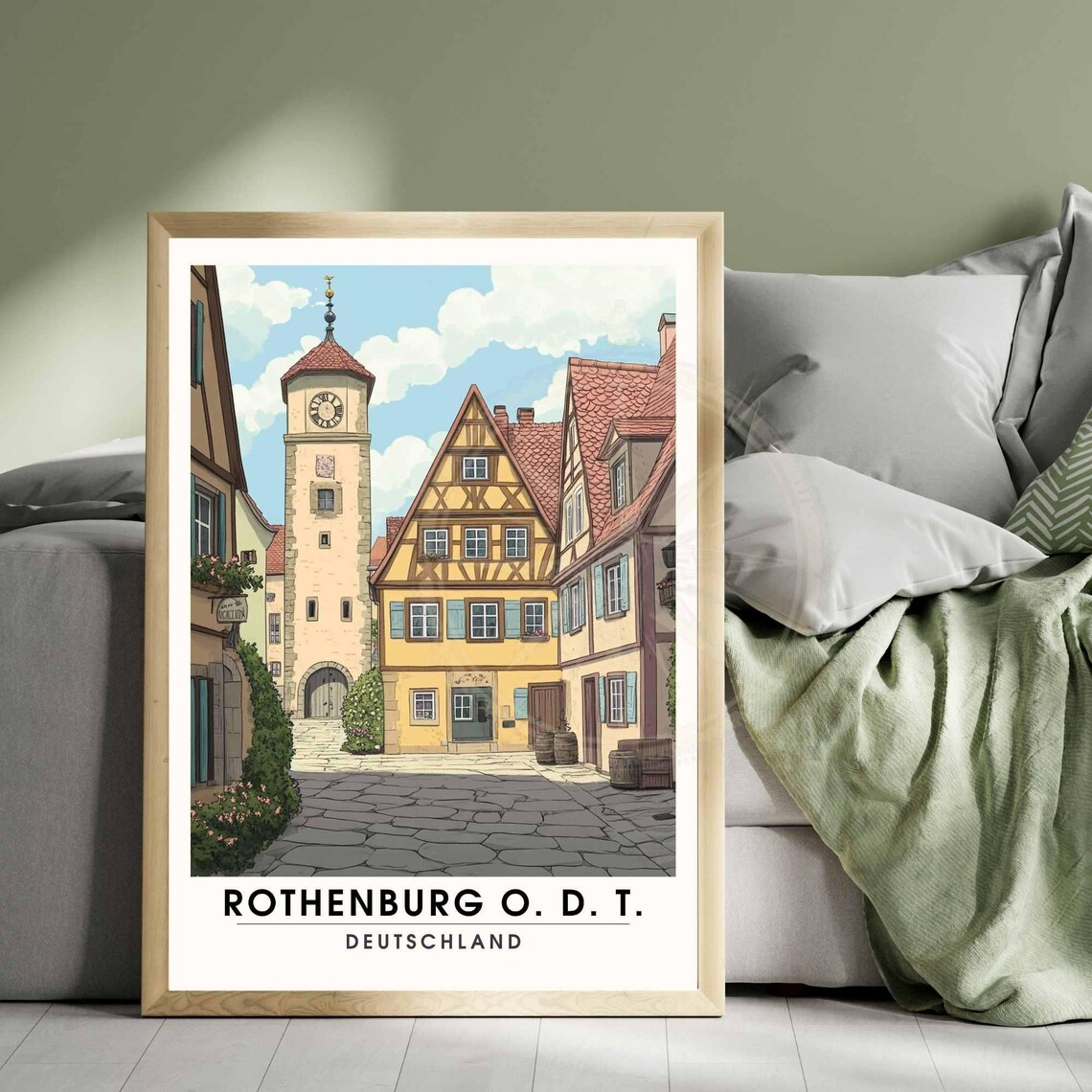 Rothenburg O. D. T. Sunny Old Town Courtyard Germany Travel Poster - Image 3