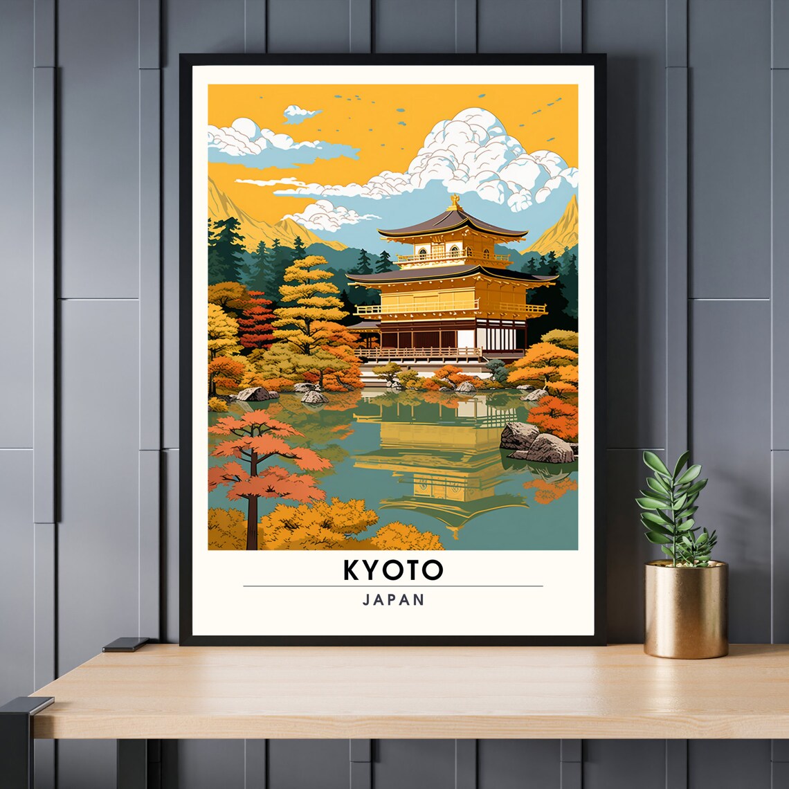 Kyoto Japan Kinkaku-ji Golden Pavilion Temple Autumn Travel Poster