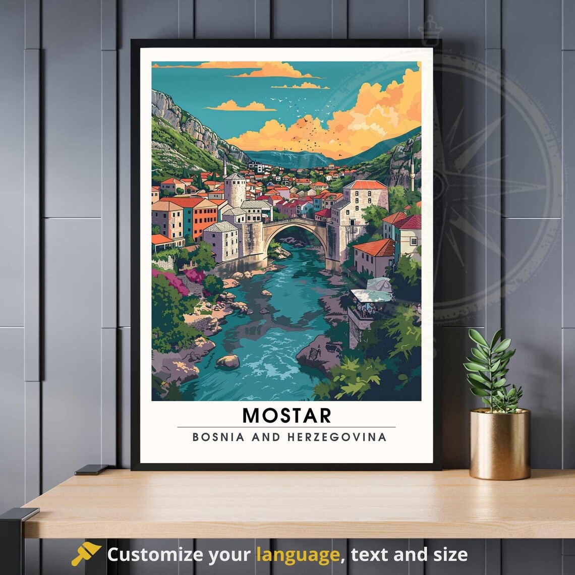 Mostar Bosnia and Herzegovina Stari Most Bridge Old Town Poster