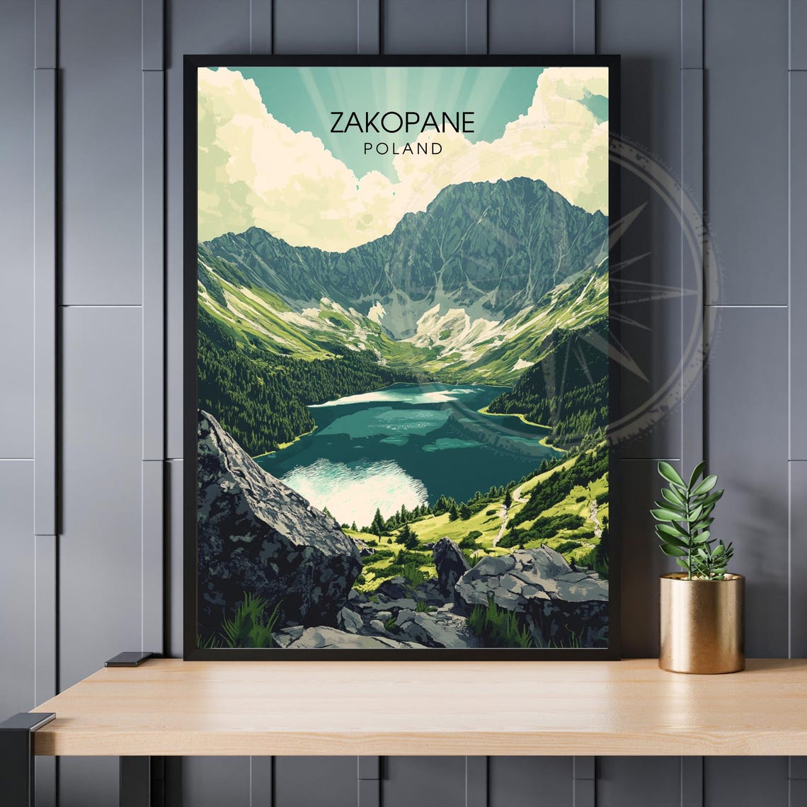 Zakopane Poland Alpine Lake Mountain Sunny Summer Travel Poster