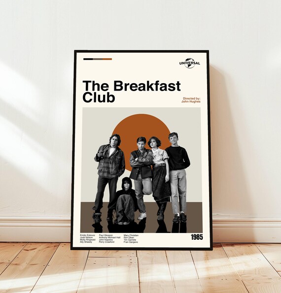 The Breakfast Club 1985 Teen Classic Minimalist Midcentury Movie Poster