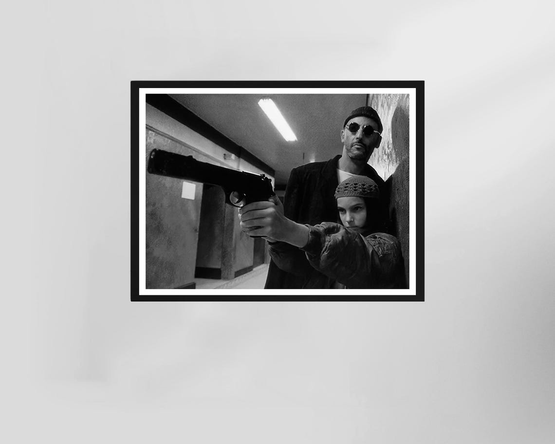 Retro Leon The Professional Classic Film Scene Black and White Poster