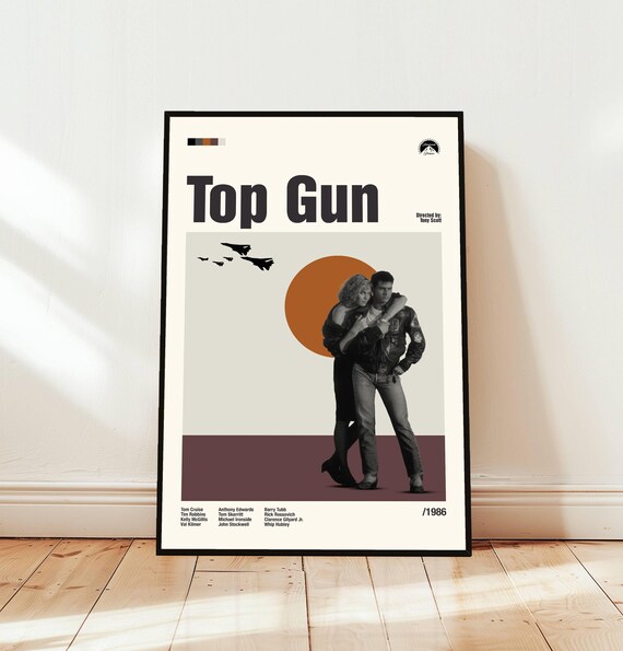 Top Gun 1986 Minimalist Movie Poster with Tom Cruise Cast Art