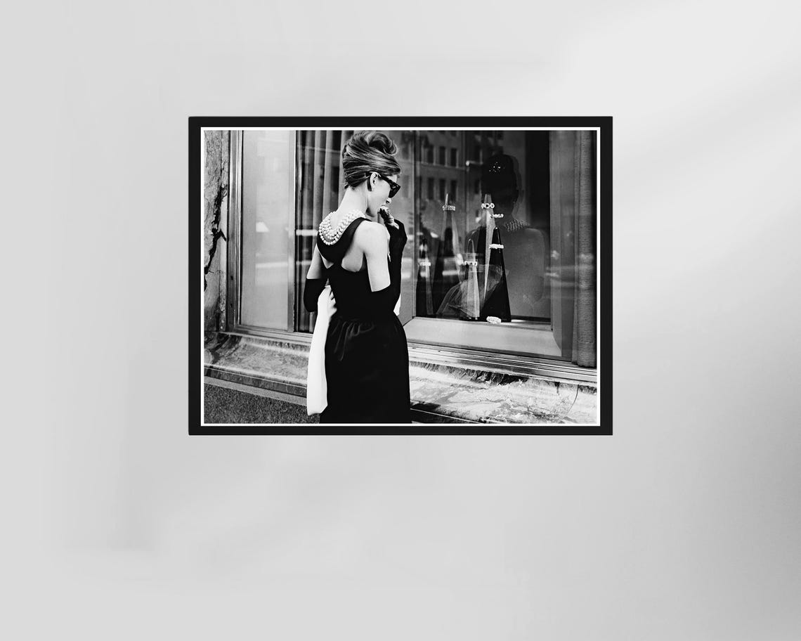 Audrey Hepburn Tiffany's Window Shopping Black and White Photo Poster