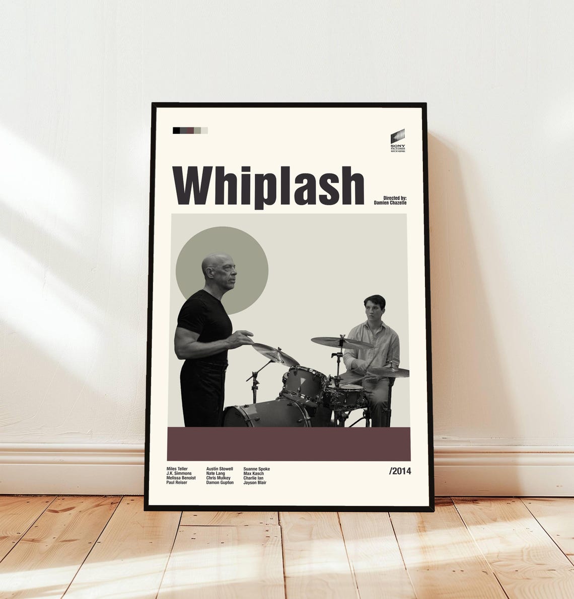 Whiplash 2014 Minimalist Movie Poster with Miles Teller Cast