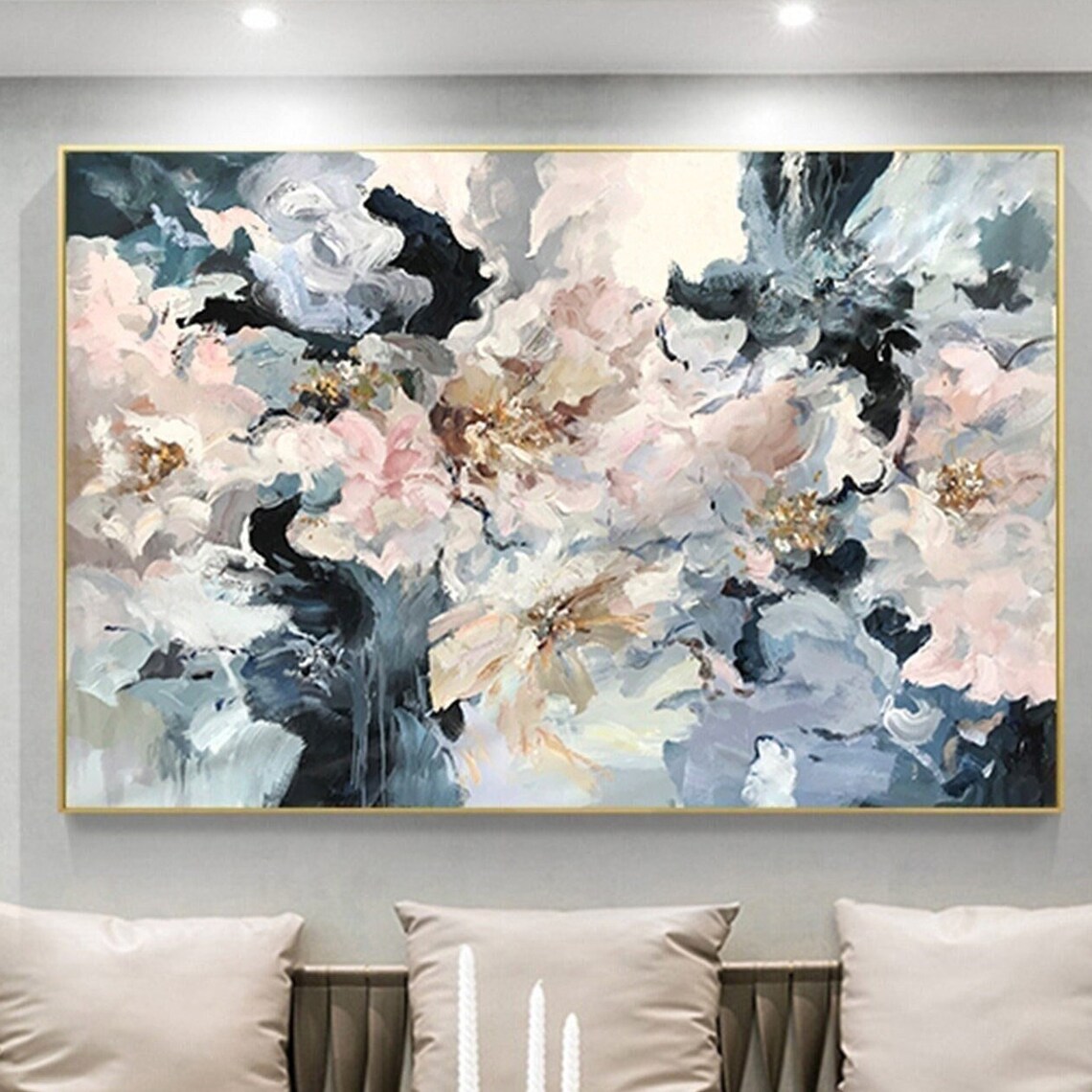 Pink Floral Abstract Art Print, Personalized Custom