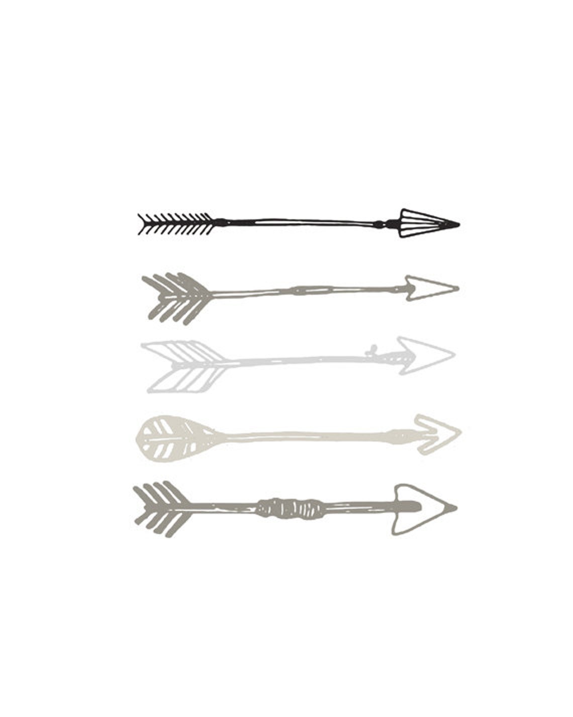 Monochrome Arrows Tribal Arrow Silhouette Rustic Home Decor Wall Art - Image 2