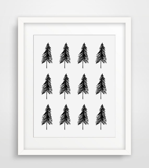 Scandinavian Trees Nordic Minimalist Art Black And White Nordic Design Trees Art Danish Art Modern Home Decor Trees Pattern