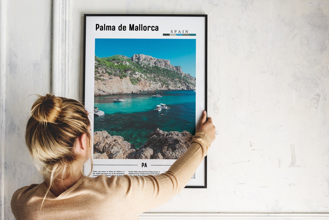 Palma De Mallorca Spain Poster Turquoise Cove Boats Coast View - Image 2