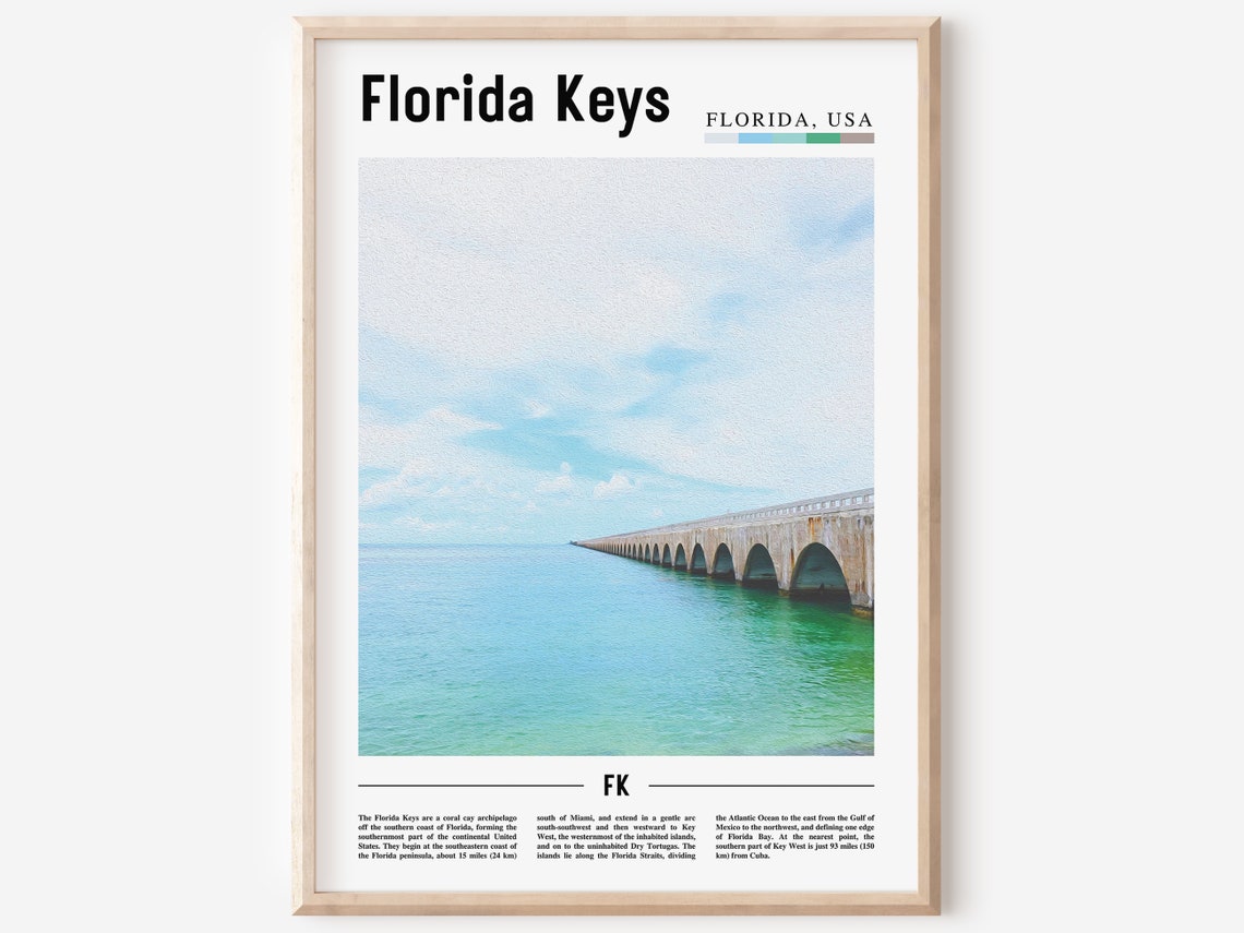 Florida Keys Print Florida Keys Poster Florida Keys Wall Art Oil Painting Poster City Print City Artwork Travel Artwork Travel Wall Art