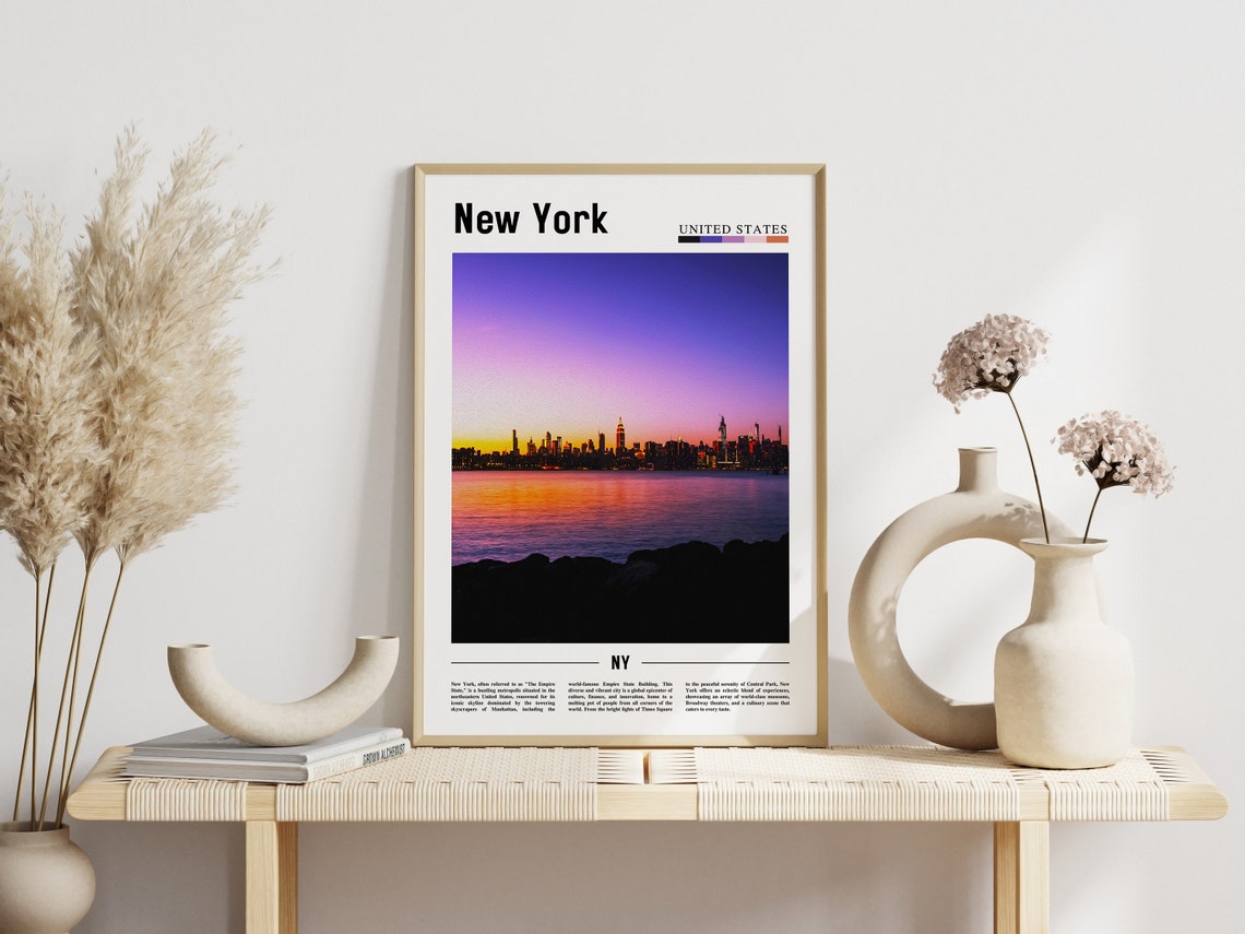 New York City Sunset Skyline Waterfront Silhouette Photo Poster - Image 3