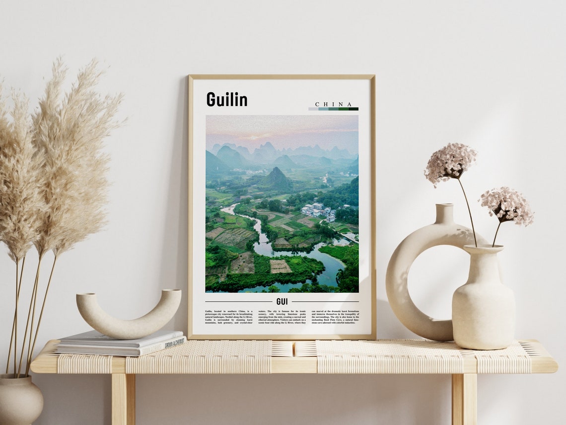 Guilin Poster Guilin Print Guilin Wall Art Asia Print Asia Poster Asia Photo Minimal Travel Poster - Image 3