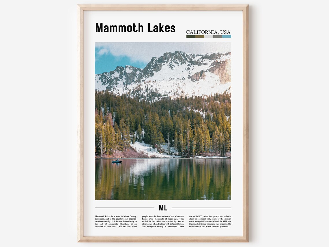 Mammoth Lakes California Snow Mountain Lake Photo Travel Poster