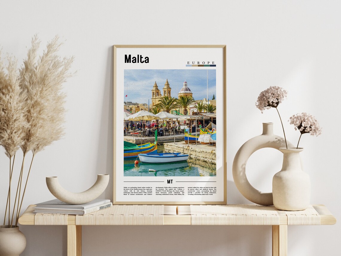 Malta Europe Colorful Fishing Boats Harbor Sunny Travel Poster - Image 3