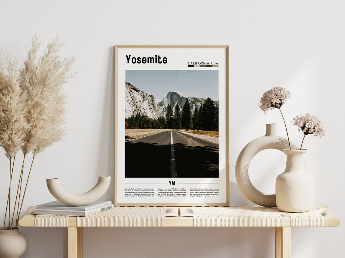 Yosemite California Half Dome Road Minimal Travel Photo Poster - Image 3