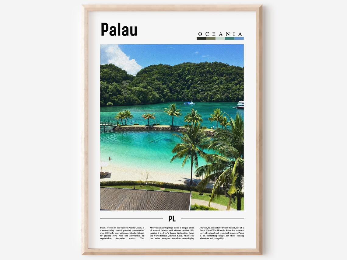 Palau Poster Palau Print Palau Wall Art Minimal Travel Print Travel Destination Oil Painting Poster