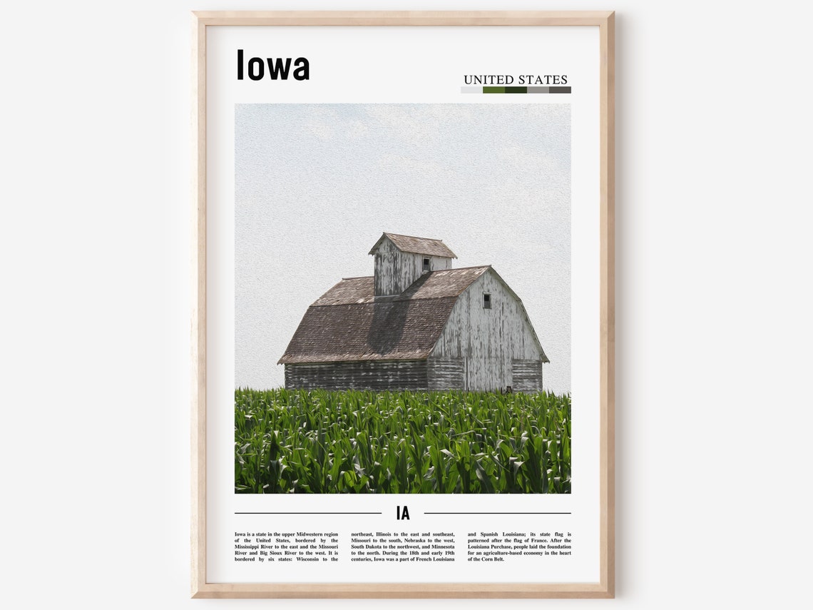 Iowa Rustic Weathered Barn Cornfield Midwest Farm Photo Poster