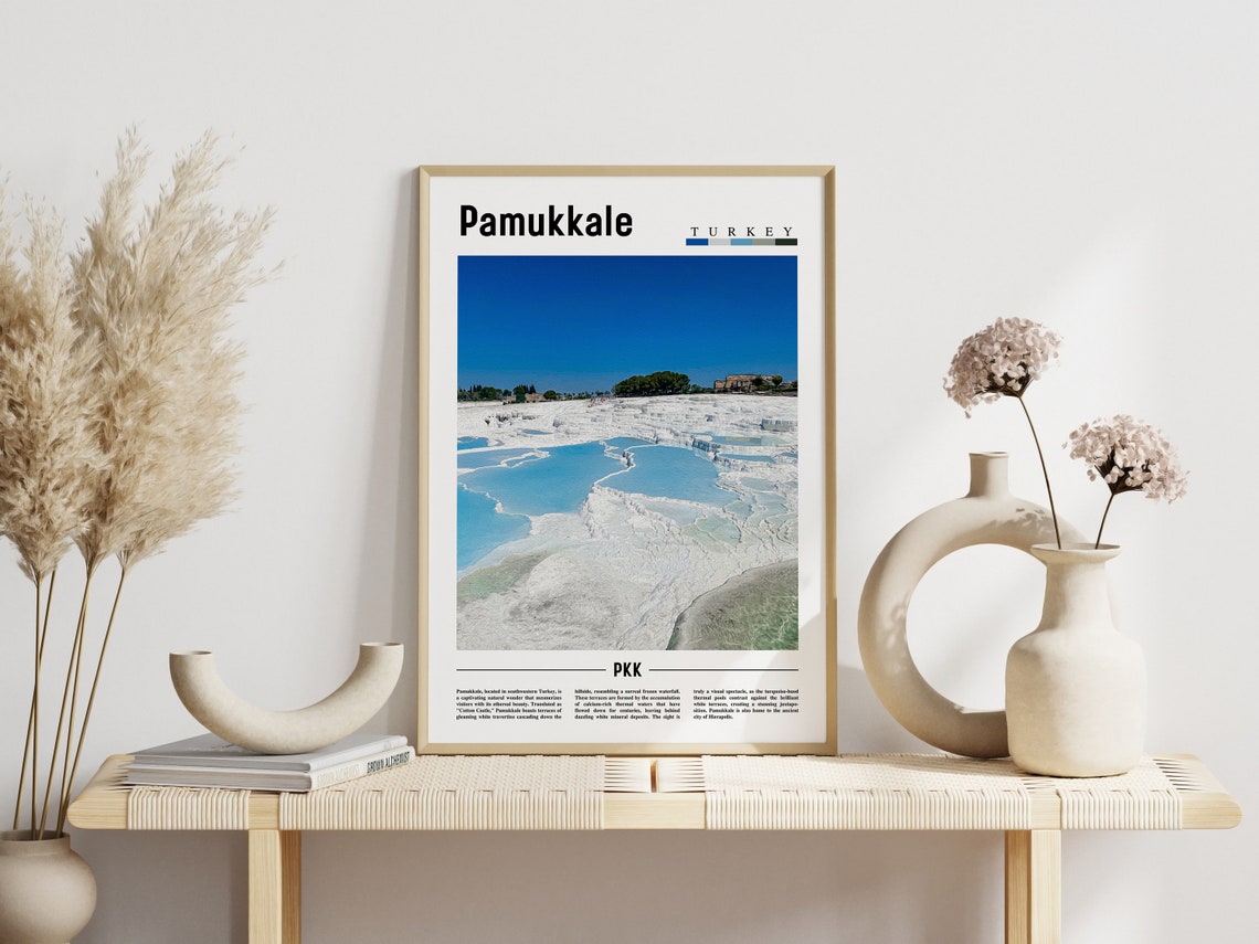 Pamukkale Turkey White Travertine Terraces Blue Pools Travel Poster - Image 3