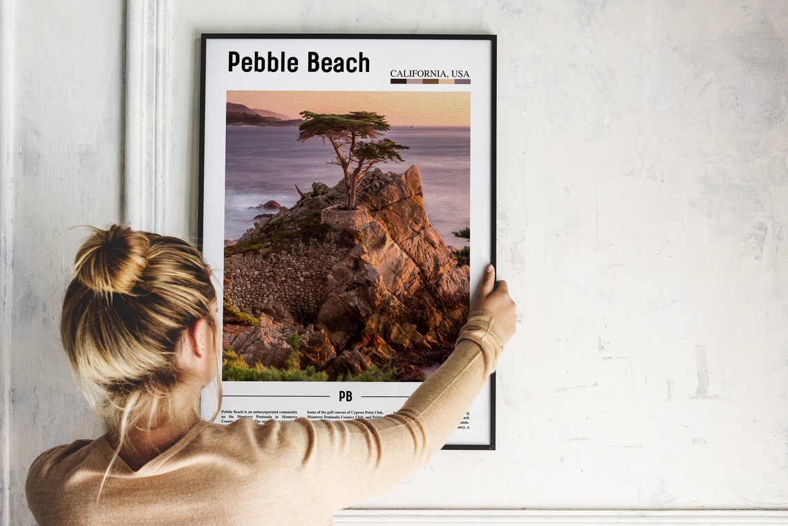 Pebble Beach Lone Cypress at Sunset Coastal Travel Poster California - Image 2