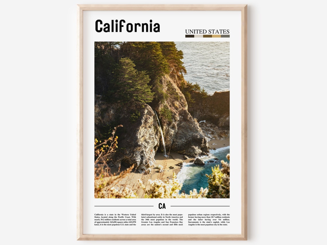 California Poster California Print California Wall Art Minimal Travel Print Minimal City Poster Travel Destination Oil Painting Poster
