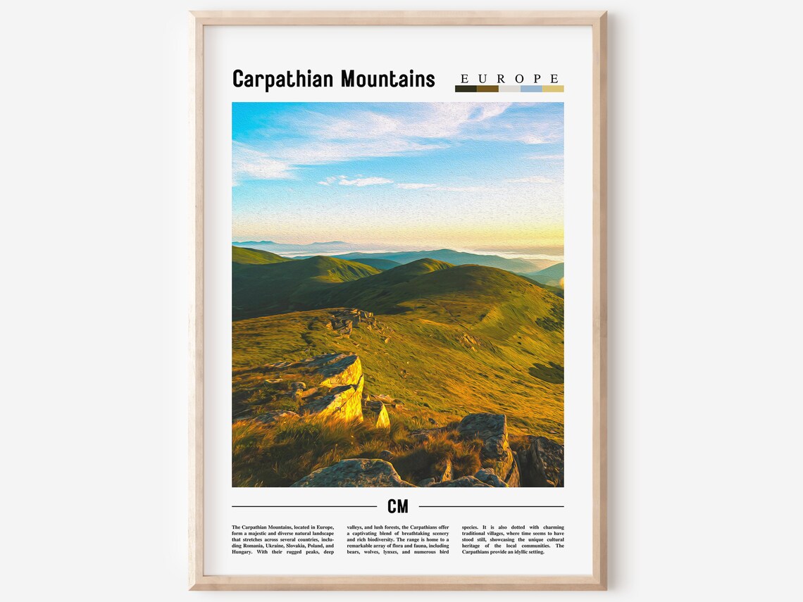 Carpathian Mountains Sunrise Europe Minimalist Travel Photo Poster