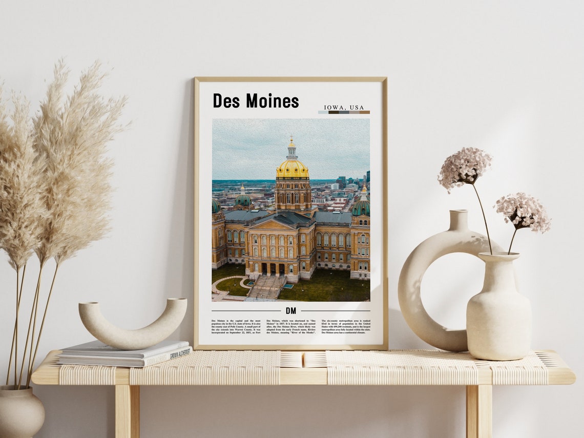 Des Moines Poster Des Moines Print Des Moines Wall Art United States Photo United States Poster United States Print Travel Poster - Image 3