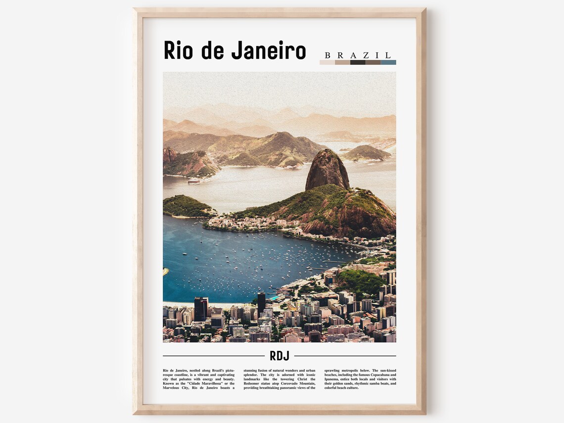 Rio de Janeiro Brazil Sugarloaf Bay Minimal Travel Photo Poster