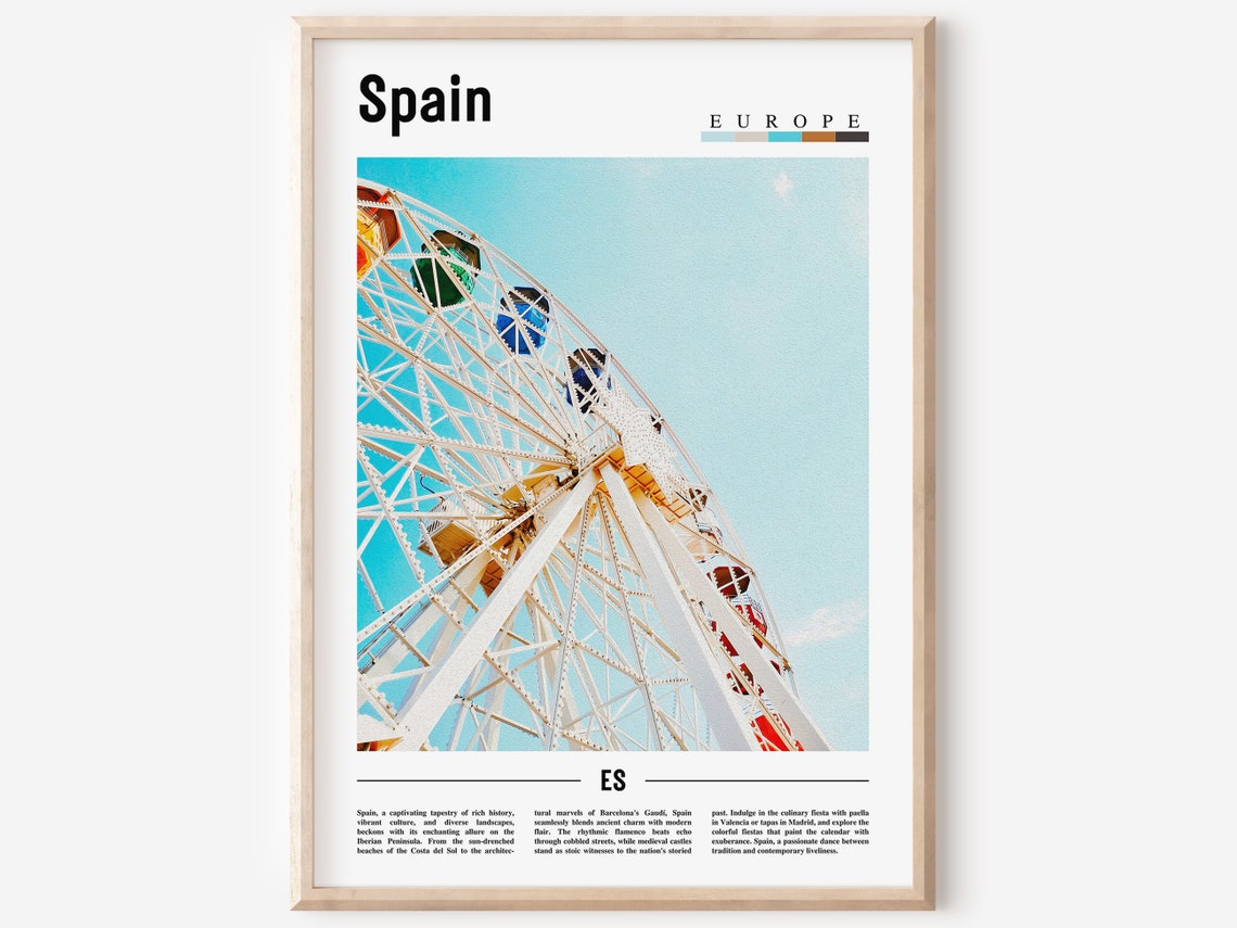 Spain Ferris Wheel Amusement Travel Europe Fairground Wall Art