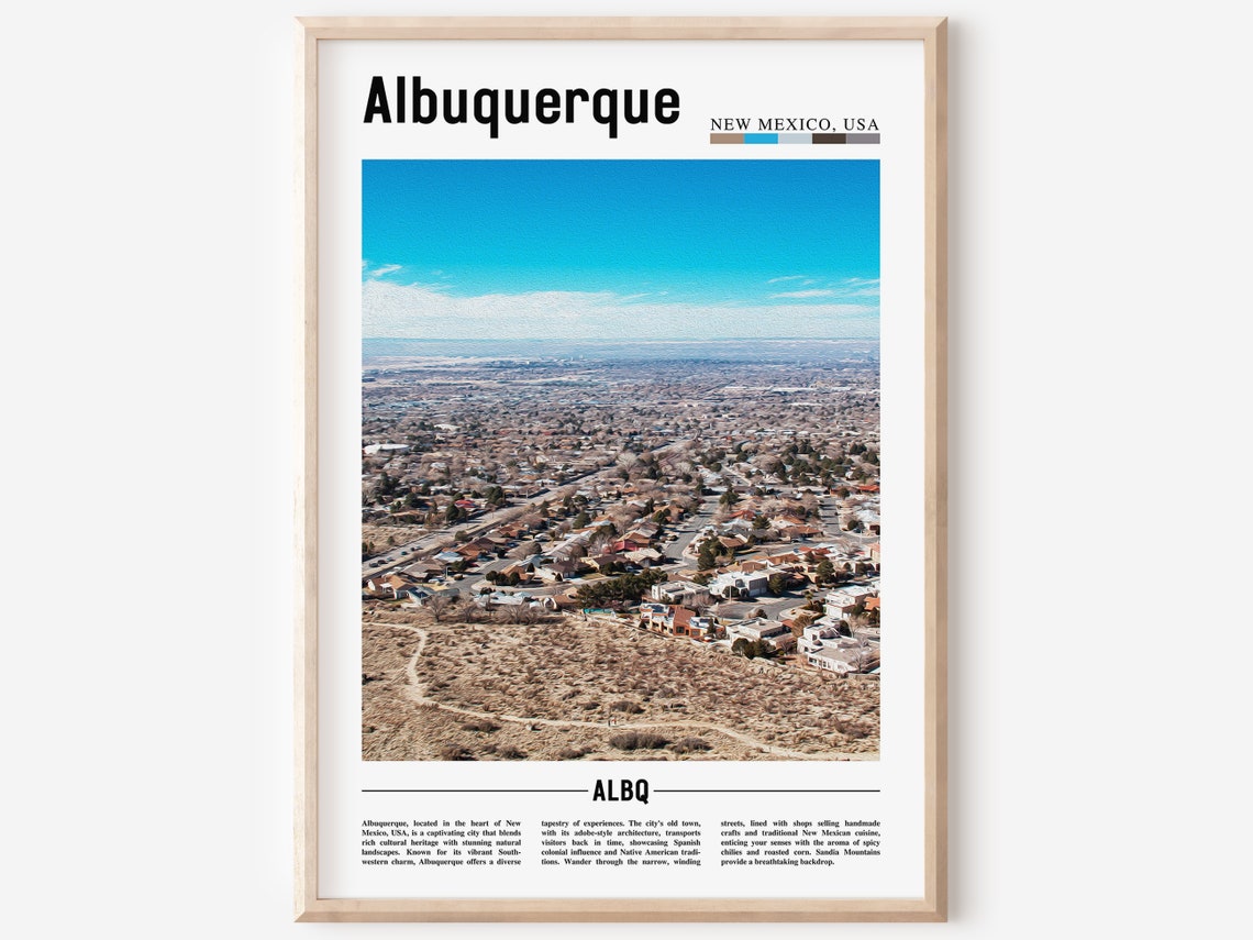 Albuquerque New Mexico Aerial City Desert Vista Skyline Poster