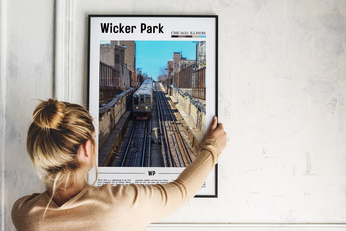 Wicker Park Chicago CTA Train on Elevated Tracks Poster Photo - Image 2