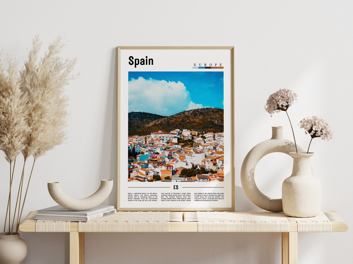 Picturesque Spain White Hillside Village Blue Sky Travel Poster - Image 3