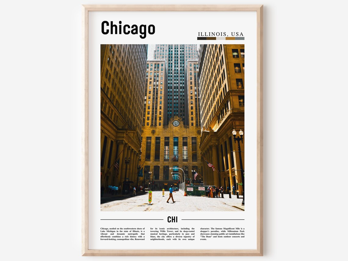 Chicago Illinois Board of Trade Street Canyon Downtown Photo Poster
