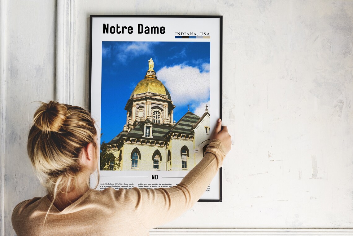 Notre Dame Indiana Golden Dome University Landmark Photo Poster - Image 2