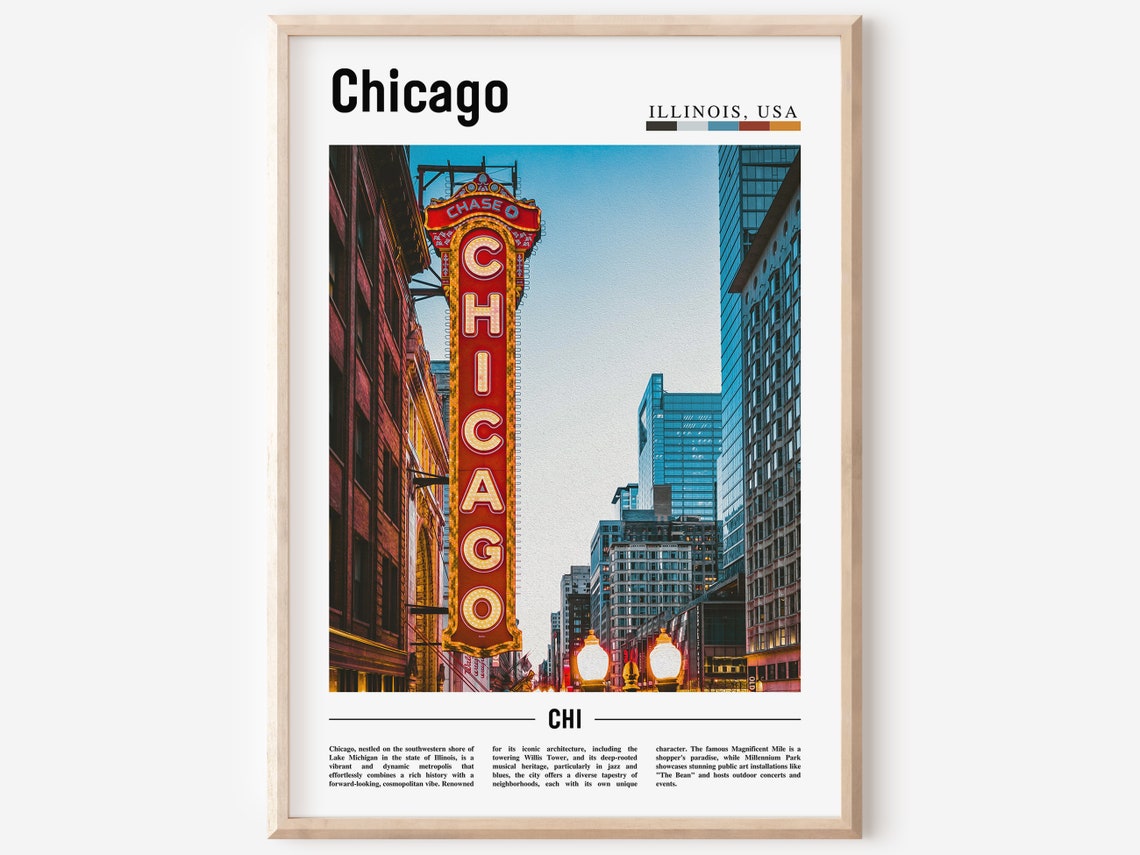 Chicago Print Chicago Poster Chicago Wall Art United States Photo United States Poster United States Print