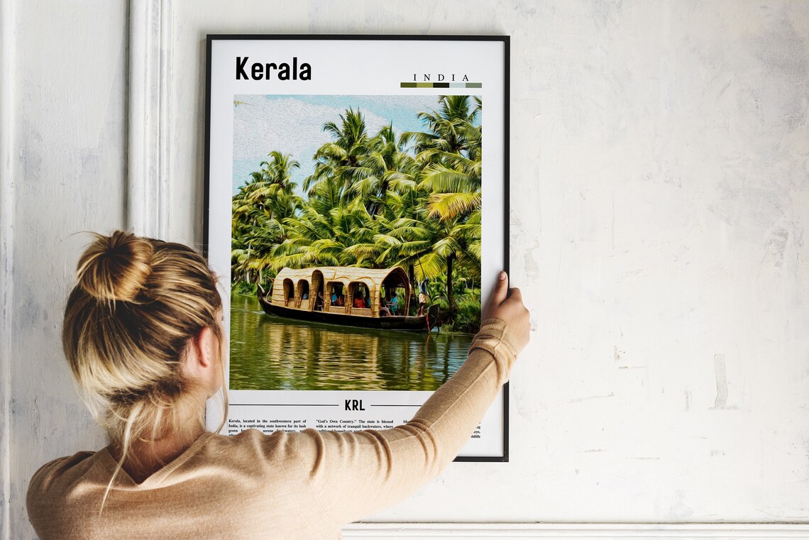 Kerala Minimal Travel Poster, Asia Wall Art Print - Image 2