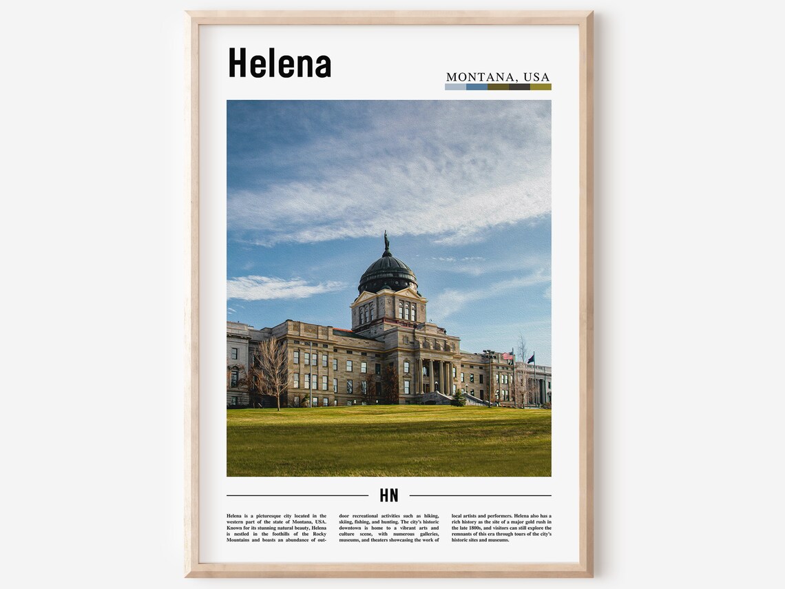 Helena Montana State Capitol Dome Historic Building Travel Poster