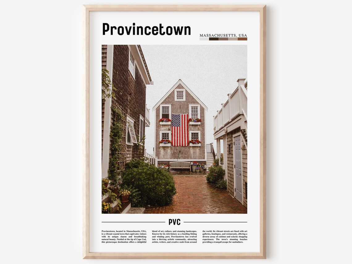Provincetown Massachusetts Flag Shingle House Photo Travel Poster