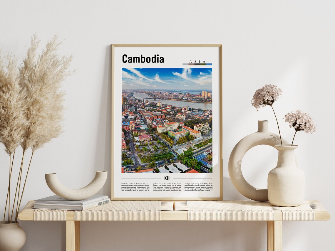 Cambodia Asia Phnom Penh Aerial City Modern Travel Photo Poster - Image 3