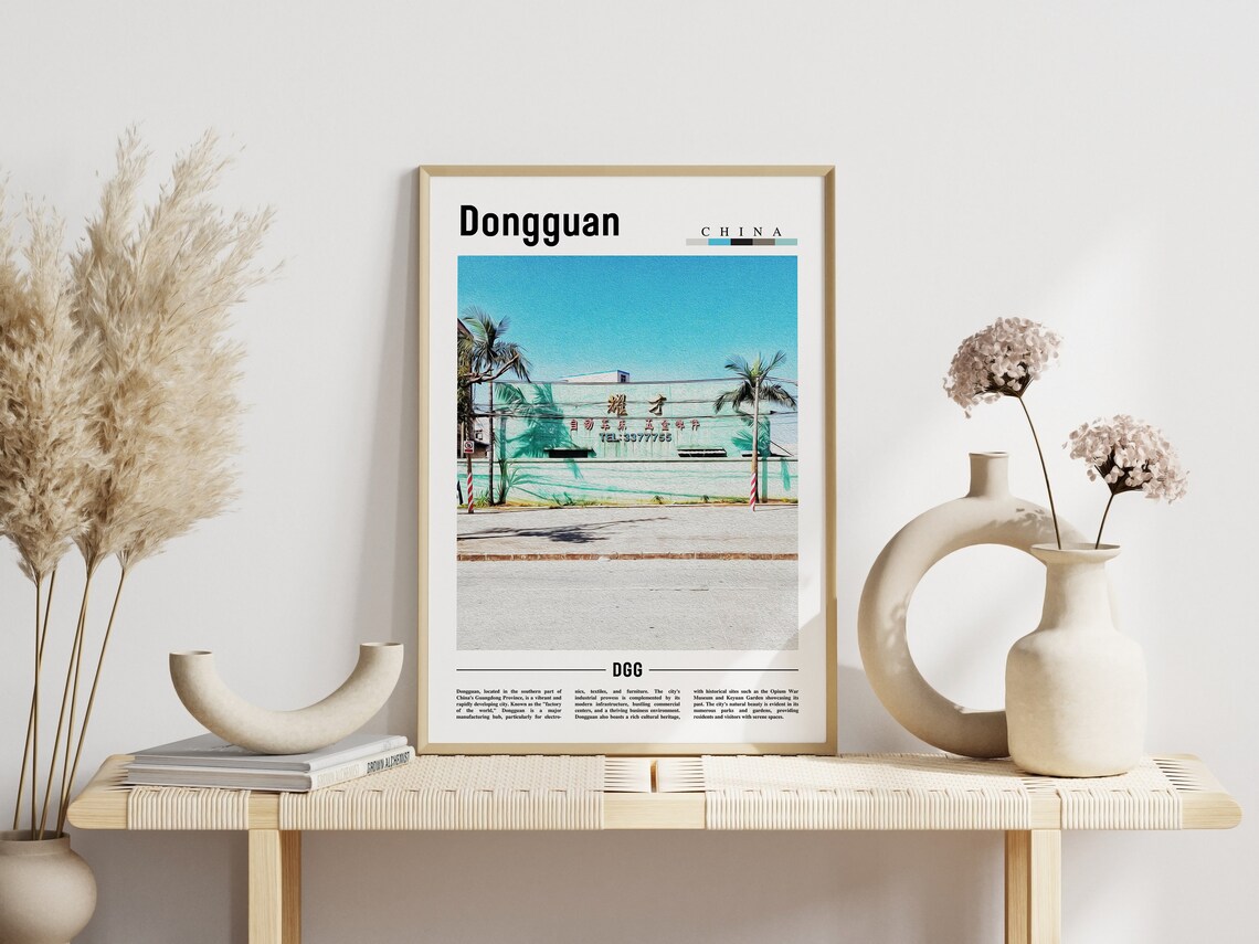 Dongguan China Street Scene Palm Trees Travel Photography Poster - Image 3