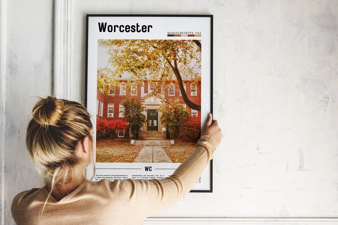 Worcester Massachusetts Autumn Brick Building Color Photo Poster - Image 2